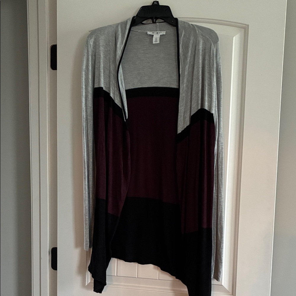 White House Black Market Gray and Black Cardigan